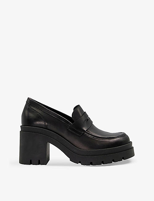 DUNE: Grounded heeled leather loafers
