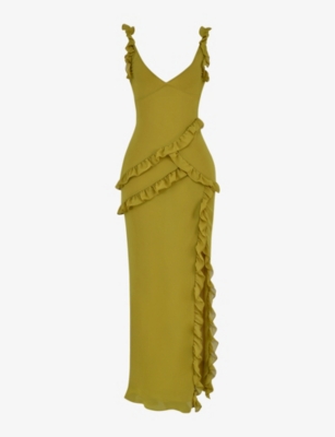 HOUSE OF CB - Pixie ruffled mesh maxi dress | Selfridges.com