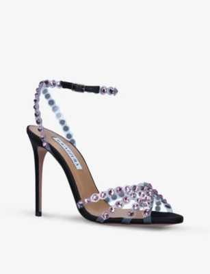 AQUAZZURA Tequila crystal-embellished leather heeled sandals