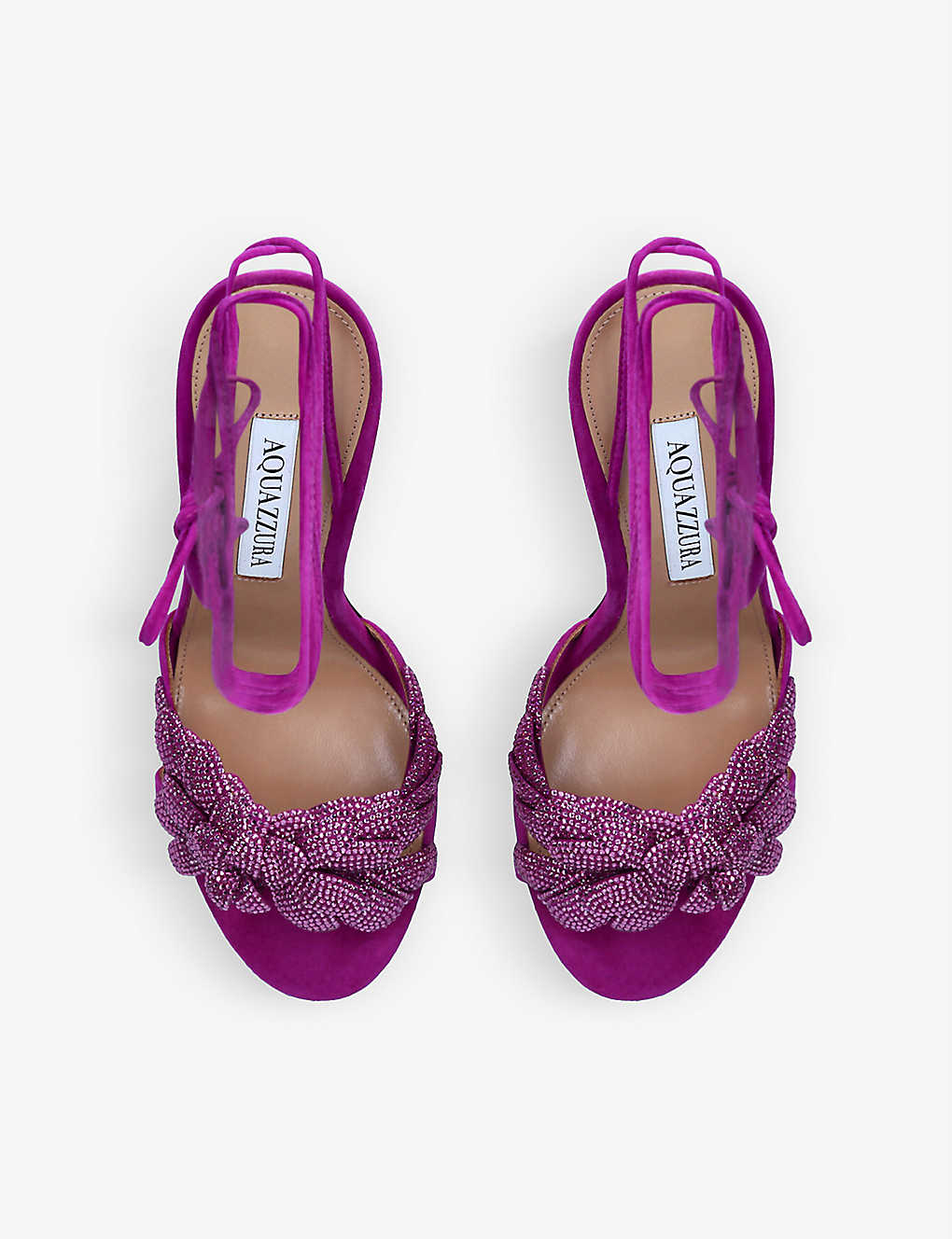 AQUAZZURA Galactic Flower 105 crystal-embellished suede heeled sandals
