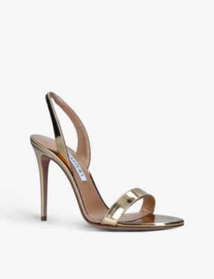 AQUAZZURA So Nude metallic leather heeled sandals