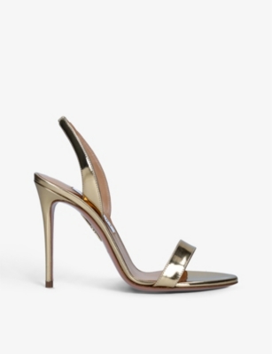 Aquazzura So Nude Metallic Leather Heeled Sandals In Gold