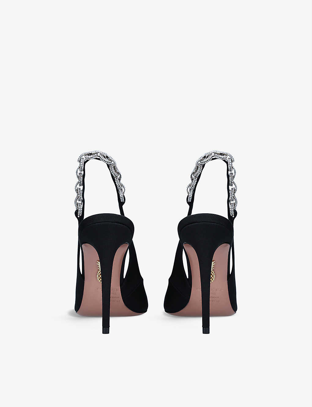 AQUAZZURA Love Link 105 crystal-embellished grosgrain slingback courts