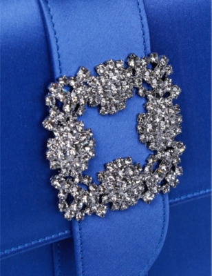 MANOLO BLAHNIK Capri crystal-embellished satin clutch