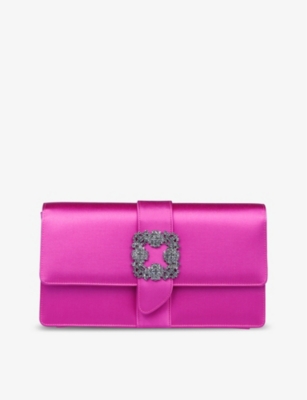 MANOLO BLAHNIK Capri crystal-embellished satin clutch