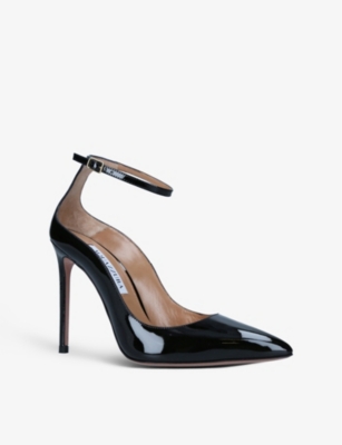 AQUAZZURA Love Affair 105 pointed-toe patent-leather courts