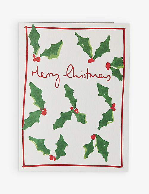 HEATHER EVELYN: Holly Christmas cards set of 5 16x11cm