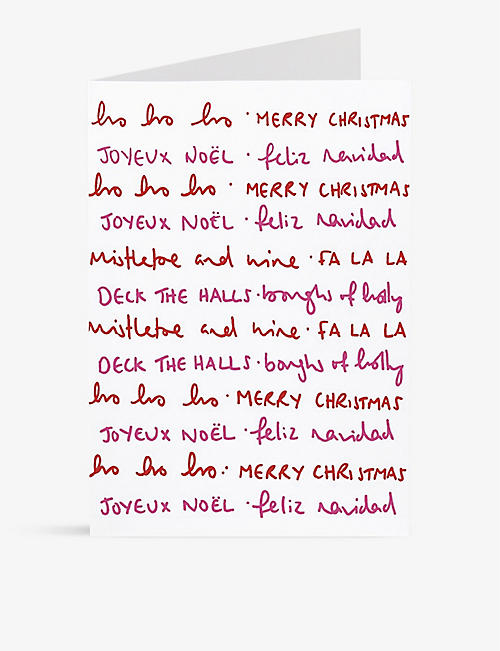HEATHER EVELYN: Wordy script-print Christmas card pack of six 15cm