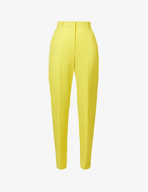 ALEXANDER MCQUEEN: Pressed-crease tapered-leg high-rise wool trousers