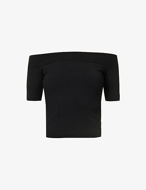 ALEXANDER MCQUEEN: Off-the-shoulder fitted stretch-woven top