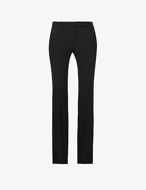 Slacks and Chinos Straight-leg trousers Alexander McQueen Wool High-waisted Slim-cut Trousers in Nero Black Womens Clothing Trousers - Save 6% 