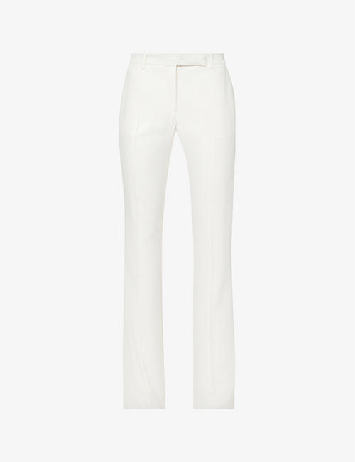 ALEXANDER MCQUEEN: Pleated flared mid-rise woven trousers