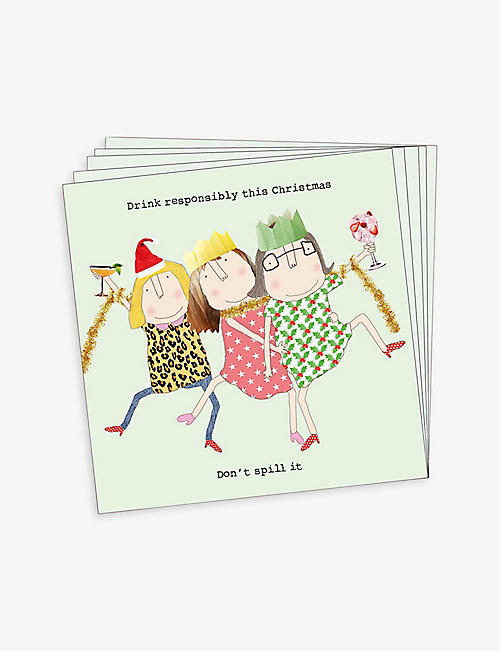CHRISTMAS: Drink Responsibly Christmas card pack of 6 12cm x 12cm