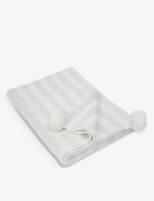 THE LITTLE WHITE COMPANY: Striped knitted cotton-blend blanket 100cm x 75cm