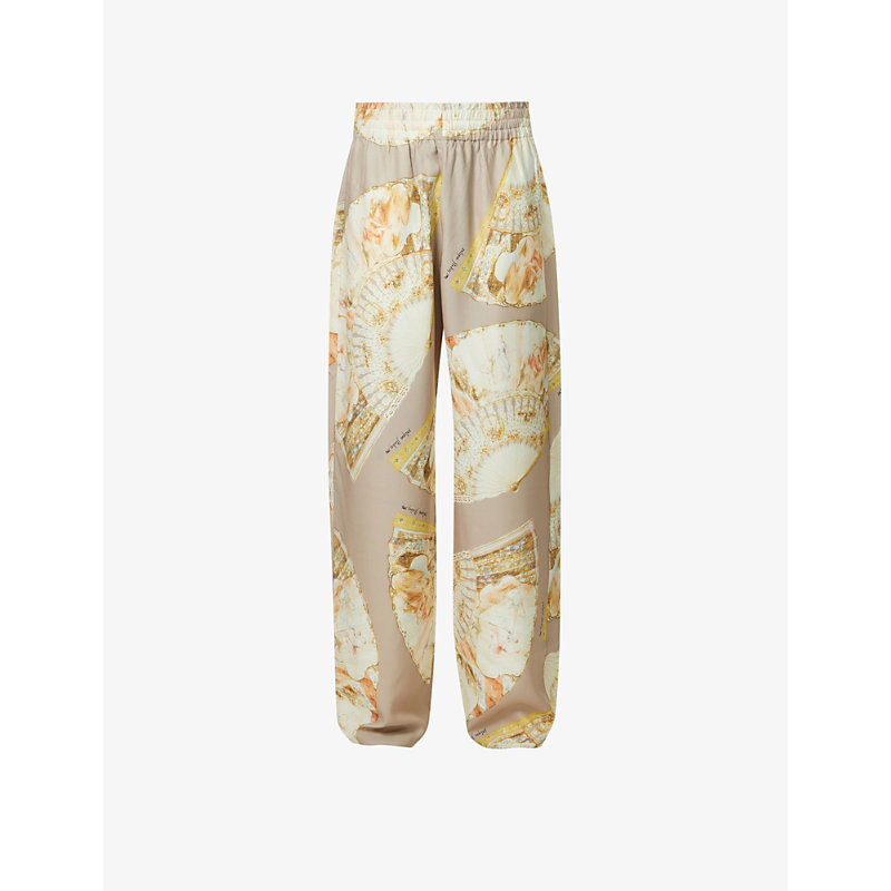 ACNE STUDIOS FAN GRAPHIC-PRINT RELAXED-FIT STRAIGHT-LEG WOVEN TROUSERS