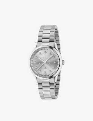 Gucci Ya1265034 G-timeless Automatic Stainless Steel Watch In Grey