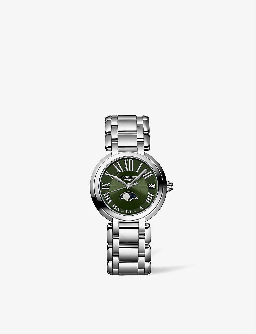 Longines Womens Green L81154616 Primaluna Stainless-steel Quartz Watch