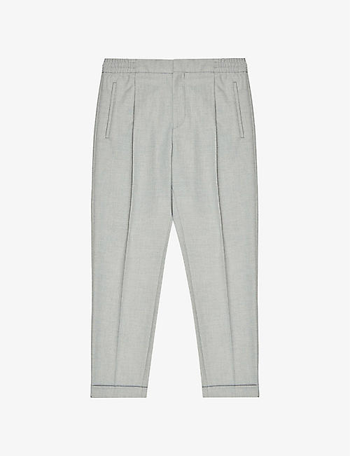 REISS: Brighton pleated slim-fit tapered stretch-woven trousers