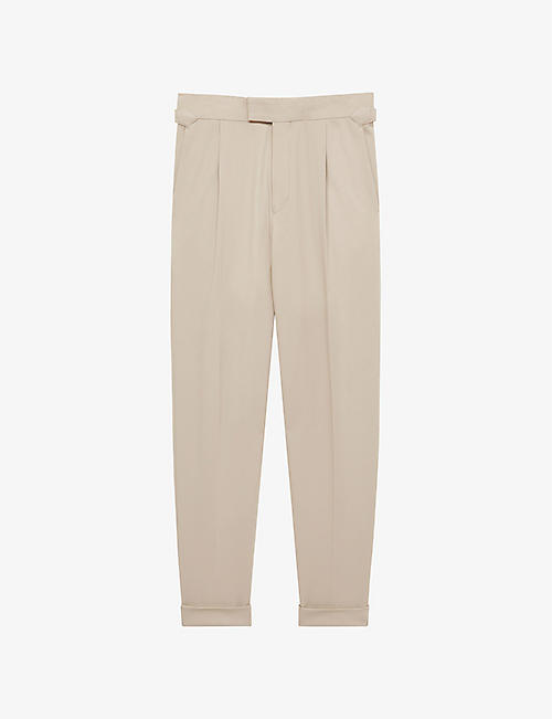 REISS: Borough straight-fit tapered leg stretch-twill trousers