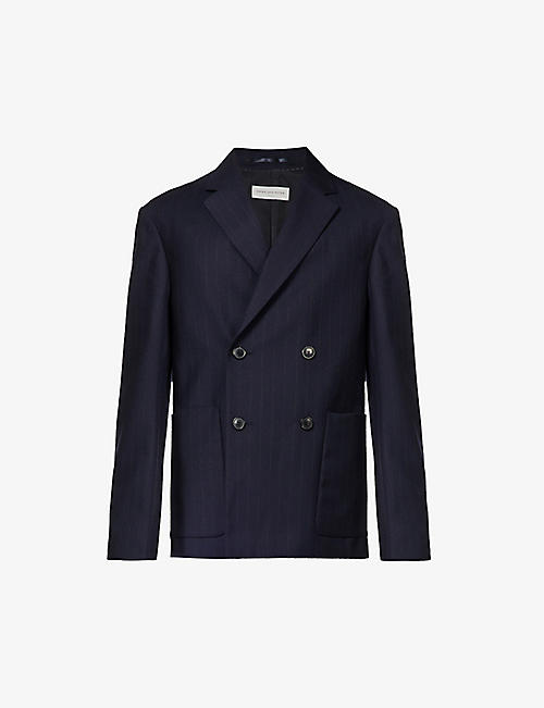 DRIES VAN NOTEN: Double-breasted relaxed-fit wool blazer