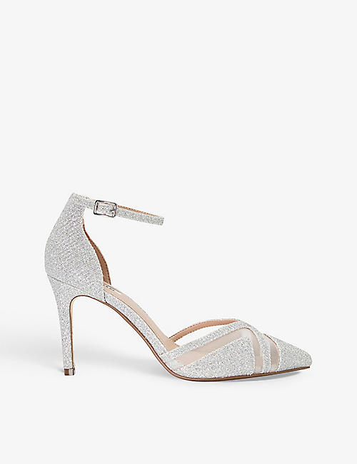 DUNE: Diane glitter-woven heeled court shoes