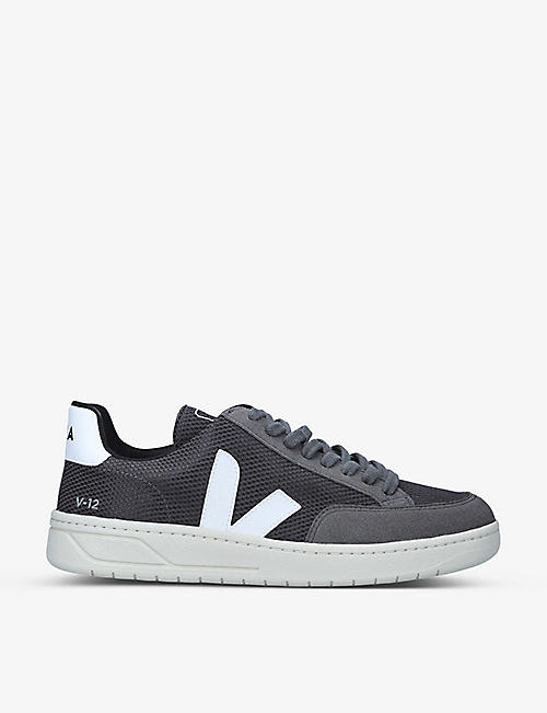 VEJA: Men's V-12 B-Mesh logo-appliqué suede and recycled-mesh low-top trainers