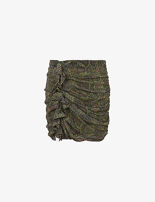 ALLSAINTS: Giulia tamora-print recycled polyester-blend mini skirt