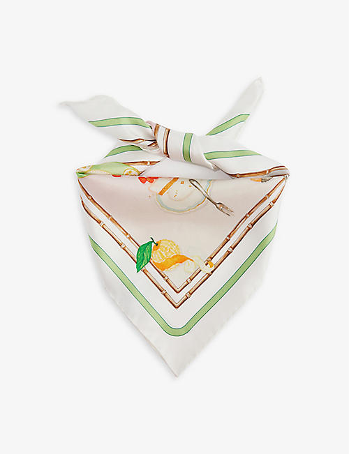 CASABLANCA: Graphic-print silk scarf