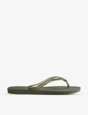 Havaianas Slim metallic rainbow flip flops in multi