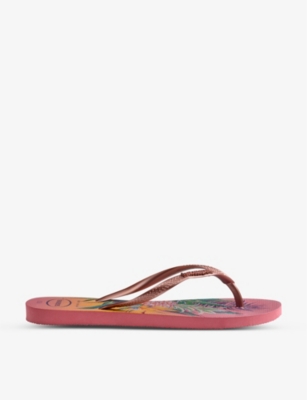 Havaianas Slim Tropical-print Rubber Flip-flops In Pink Porcelain