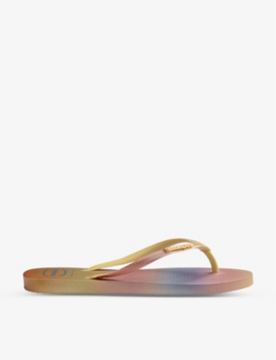 Havaianas Slim Gradient Sunset Flip Flops In Lemon Yellow