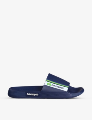 HAVAIANAS: Basil flag-print rubber sliders