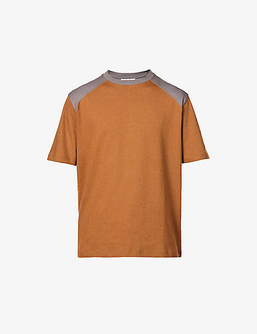 IVAN CLOTHING：撞色拼接宽松版型有机棉麻混纺 T 恤