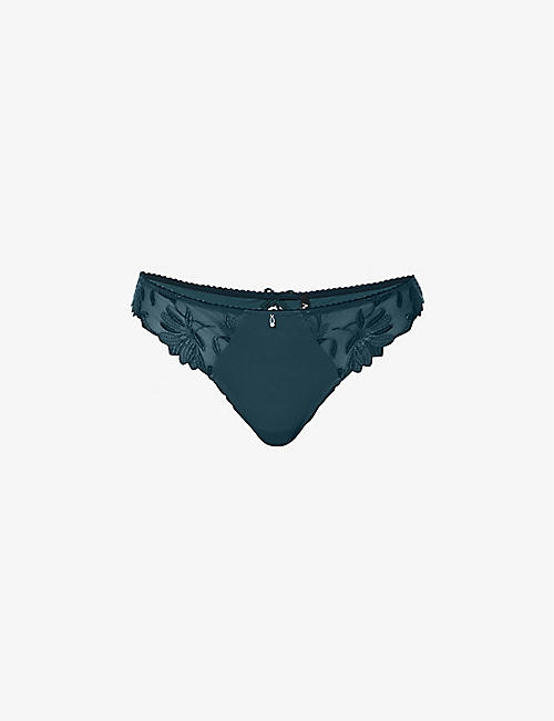 AUBADE: Lovessence floral-embroidered stretch-woven tanga thong