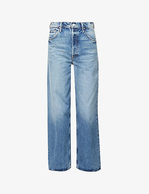 MOTHER: Spinner Skimp faded-wash wide-leg high-rise jeans