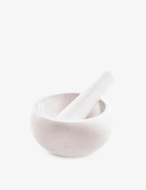 BE HOME: Rounded marble mortar and pestle set