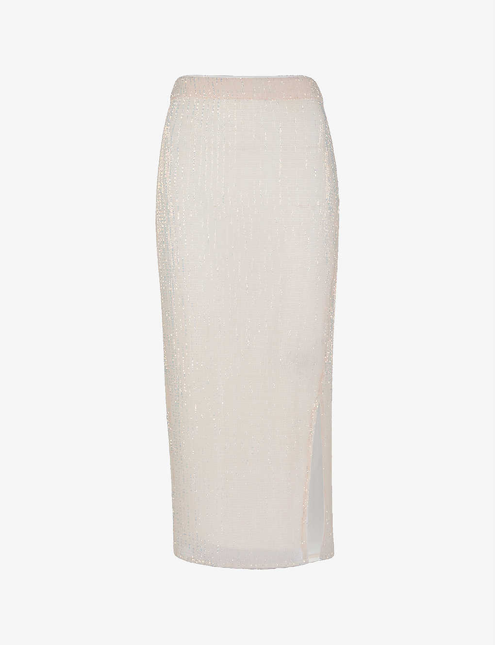 Whistles Womens Pale Pink Sadie Sequined Recycled-polyester Midi Skirt