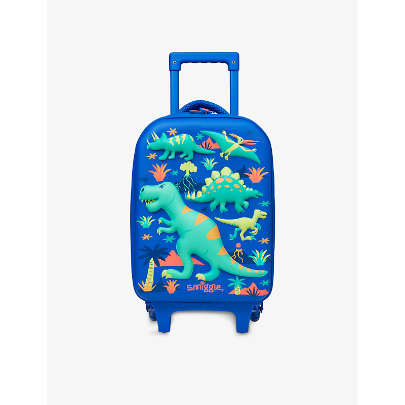 Smiggle Girls Blue Kids Movin Junior Hardtop Woven Suitcase