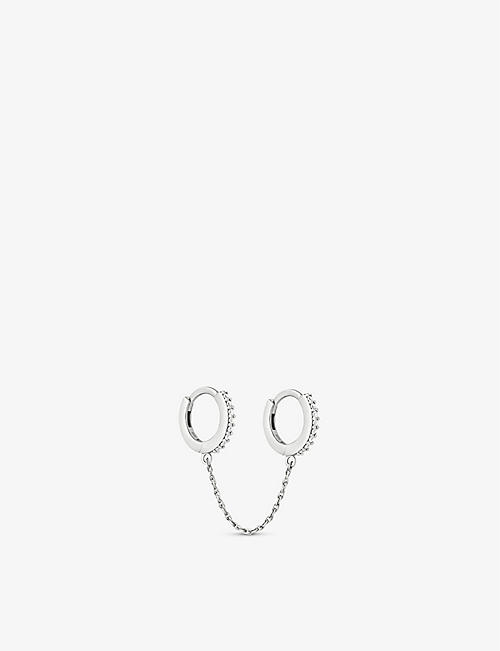 ASTRID & MIYU: Chain 14ct yellow gold-plated recycled sterling-silver and cubic zirconia huggie earrings