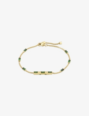 Shop Gucci Womens Yellow Gold Link To Love 18ct Yellow Gold And 0.99 Tourmaline Bracelet