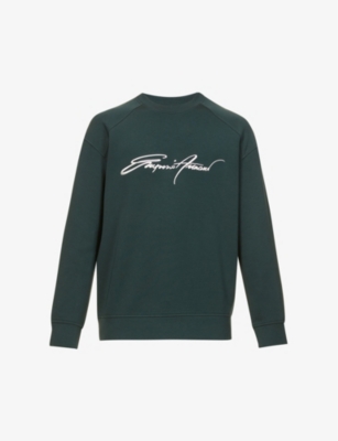 Signature font-embossed cotton-blend jersey sweatshirt