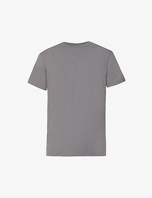 EMPORIO ARMANI: Flocked logo-appliqué crewneck cotton-jersey T-shirt