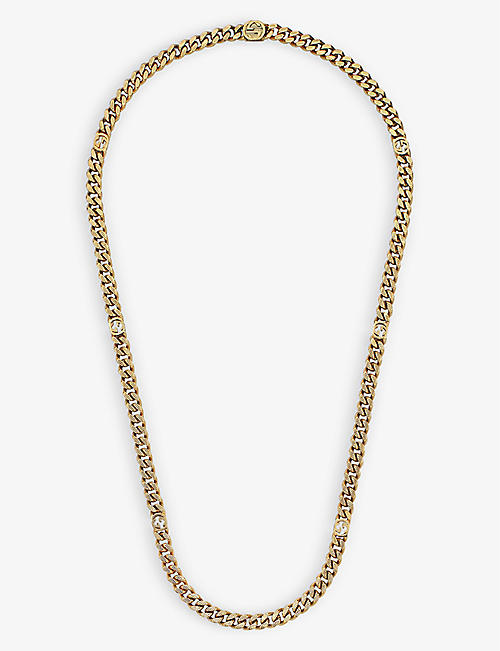 GUCCI: Interlocking G brass chain necklace