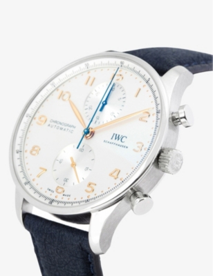 Shop Iwc Schaffhausen Men's White Iw371604 Portugieser Stainless-steel And Leather Automatic Watch