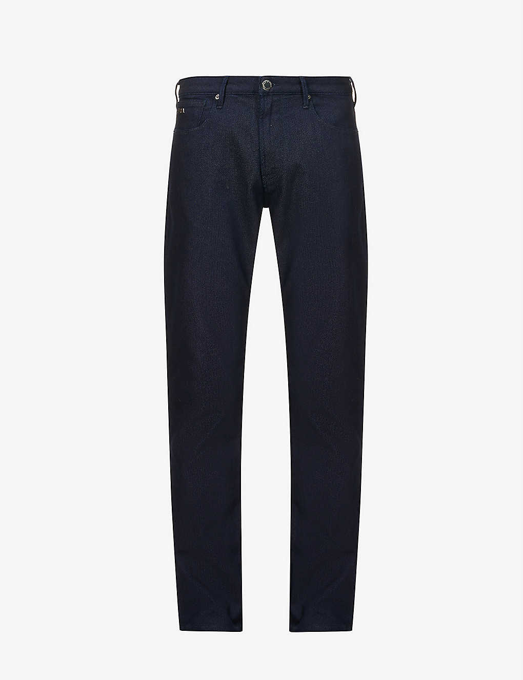 Emporio Armani Micro Dot Slim-fit Mid-rise Cotton-blend Jeans In Navy