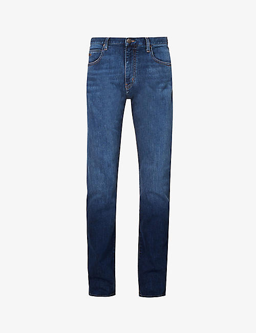 EMPORIO ARMANI: Regular-fit straight-leg stretch-denim jeans