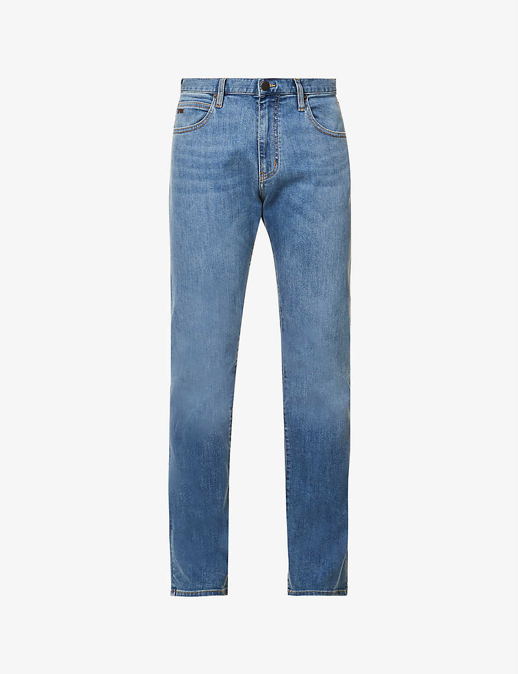 Emporio Armani Men's Denim Blu Ch Regular-fit Straight-leg Stretch-denim Jeans In Blue