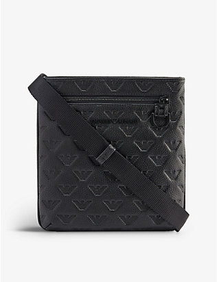 EMPORIO ARMANI: Logo-embossed leather cross-body bag