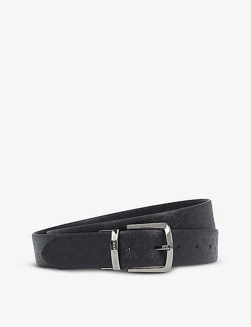EMPORIO ARMANI: Tounge logo-embossed leather belt
