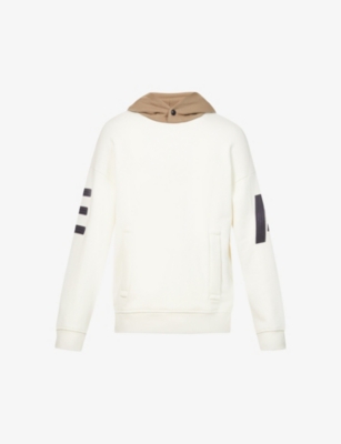 Initial-embossed contrast-hood cotton-jersey hoody